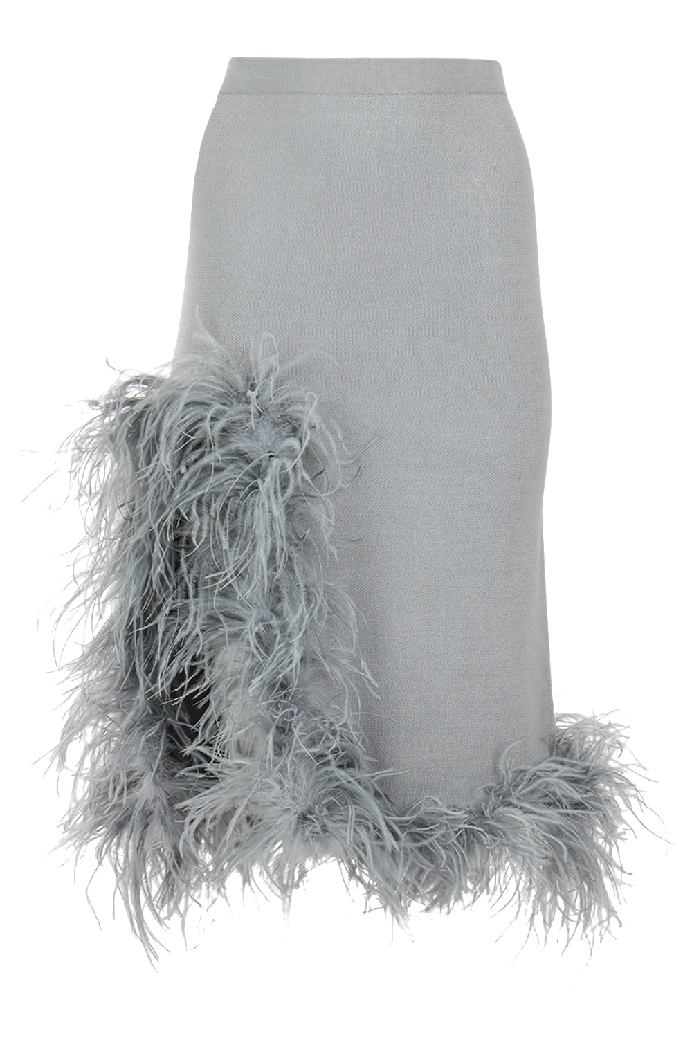 andreeva women's grey knit skirt with feathers