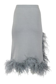 andreeva women's grey knit skirt with feathers