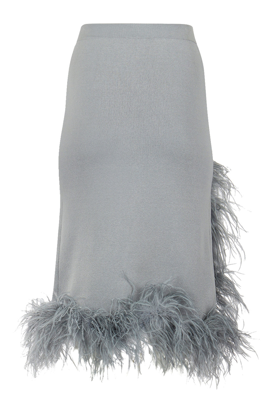 andreeva women's grey knit skirt with feathers