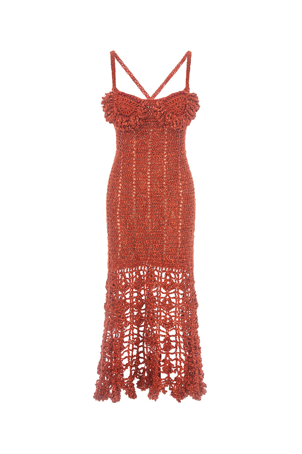 andreeva women's orange crochet dress