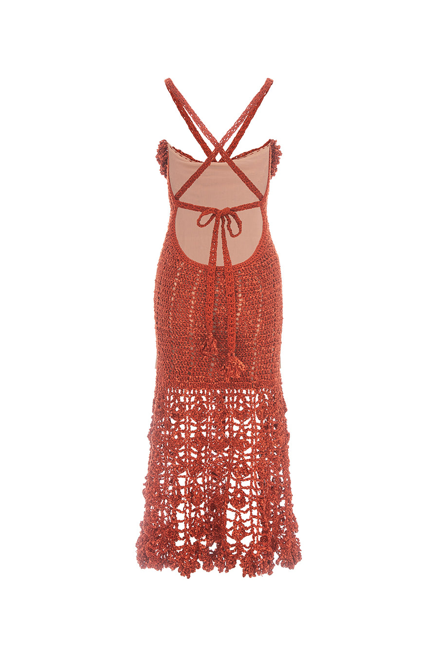 andreeva women's orange crochet dress