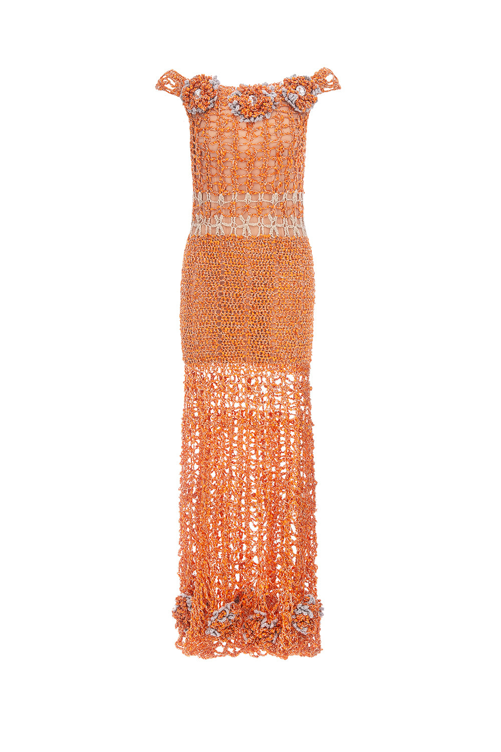 andreeva women's orange maxi crochet dress