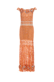 andreeva women's orange maxi crochet dress