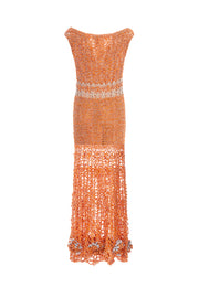 andreeva women's orange maxi crochet dress