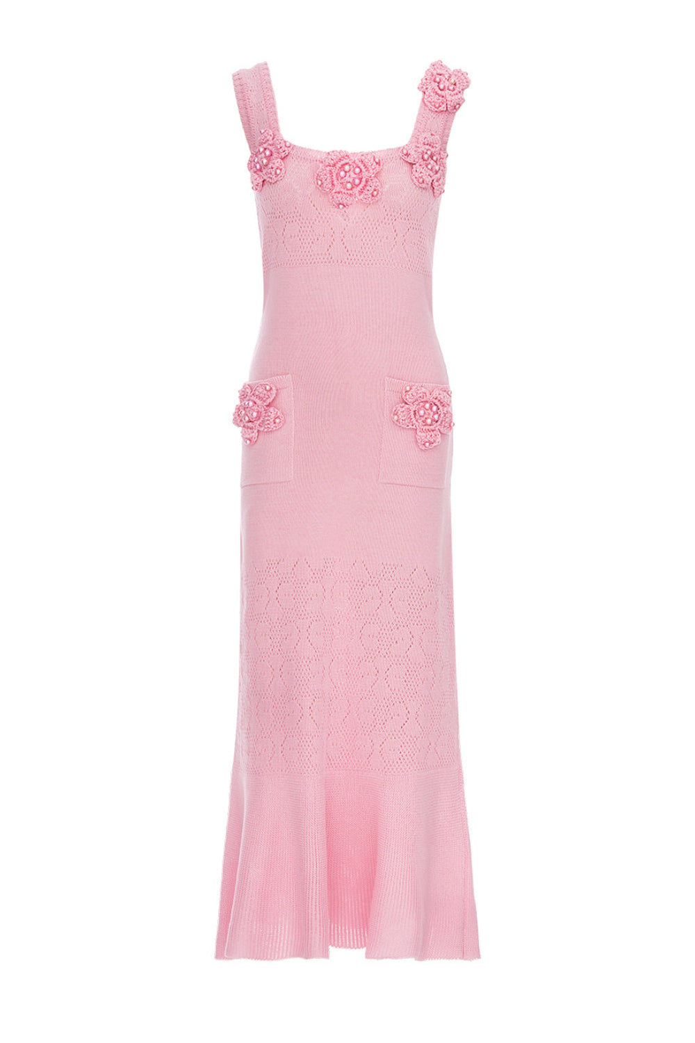 ANDREEVA |Rose Vanilla Knit Dress With Handmade Knit Details ANDREEVA |Rose Vanilla Knit Dress With Handmade Knit Details