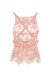 andreeva women's pink crochet top