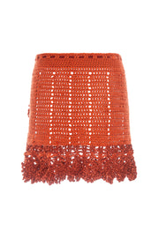 andreeva women's terracotta crochet mini skirt