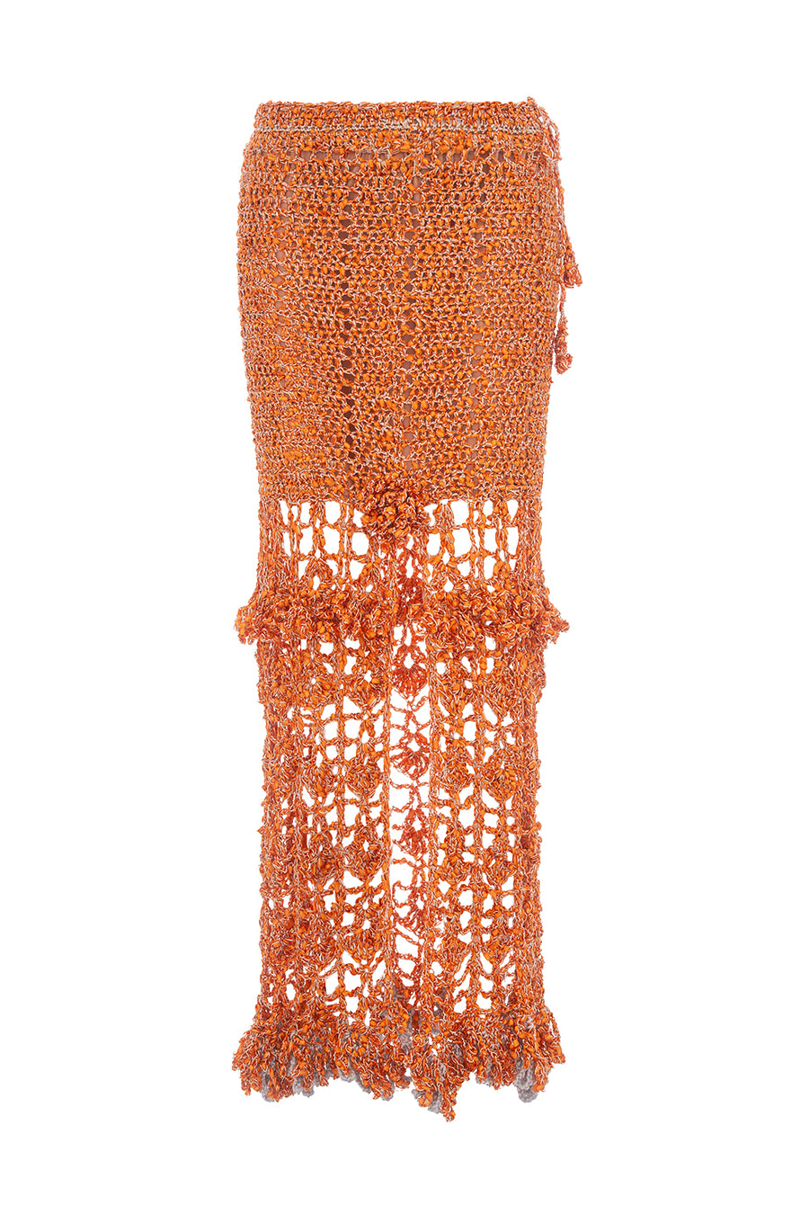 andreeva womens orange maxi crochet skirt