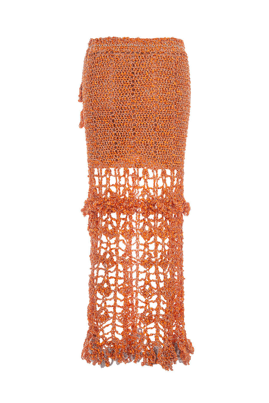andreeva womens orange maxi crochet skirt