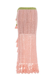 andreeva women's pink crochet skirt