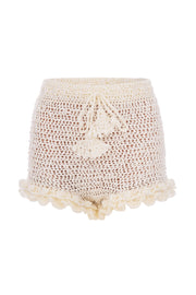 andreeva women's white crochet shorts