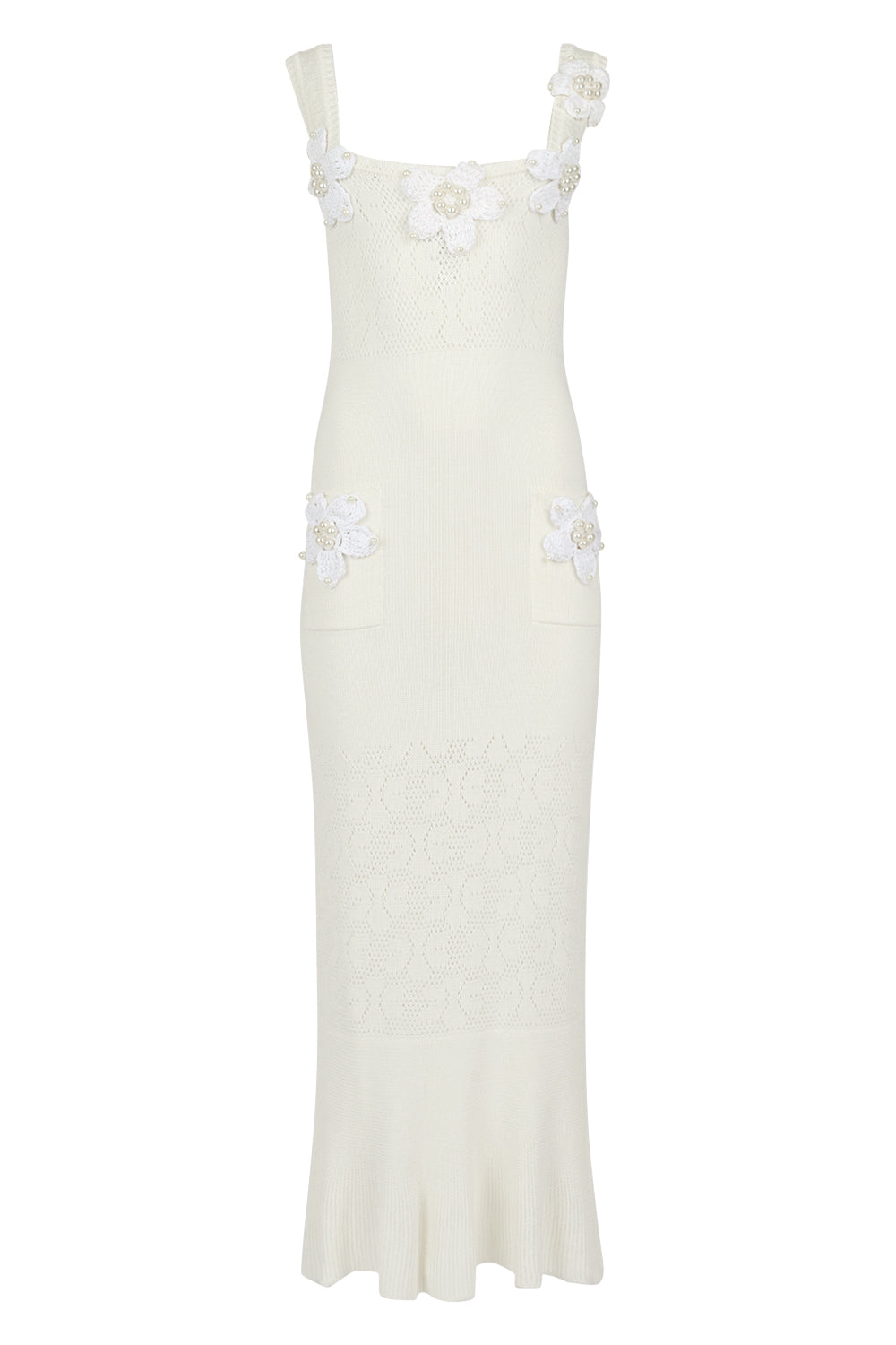 andreeva white knit dress with embroidery