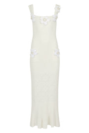 andreeva white knit dress with embroidery