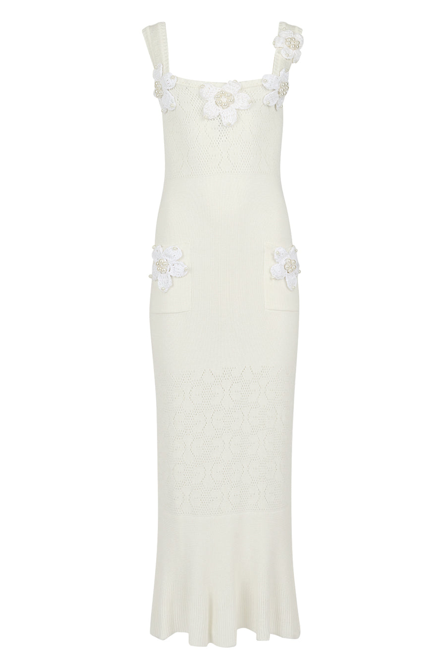 andreeva white knit dress with embroidery