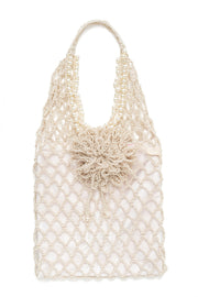 andreeva womens silver crochet tote bag