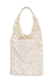 andreeva womens silver crochet tote bag
