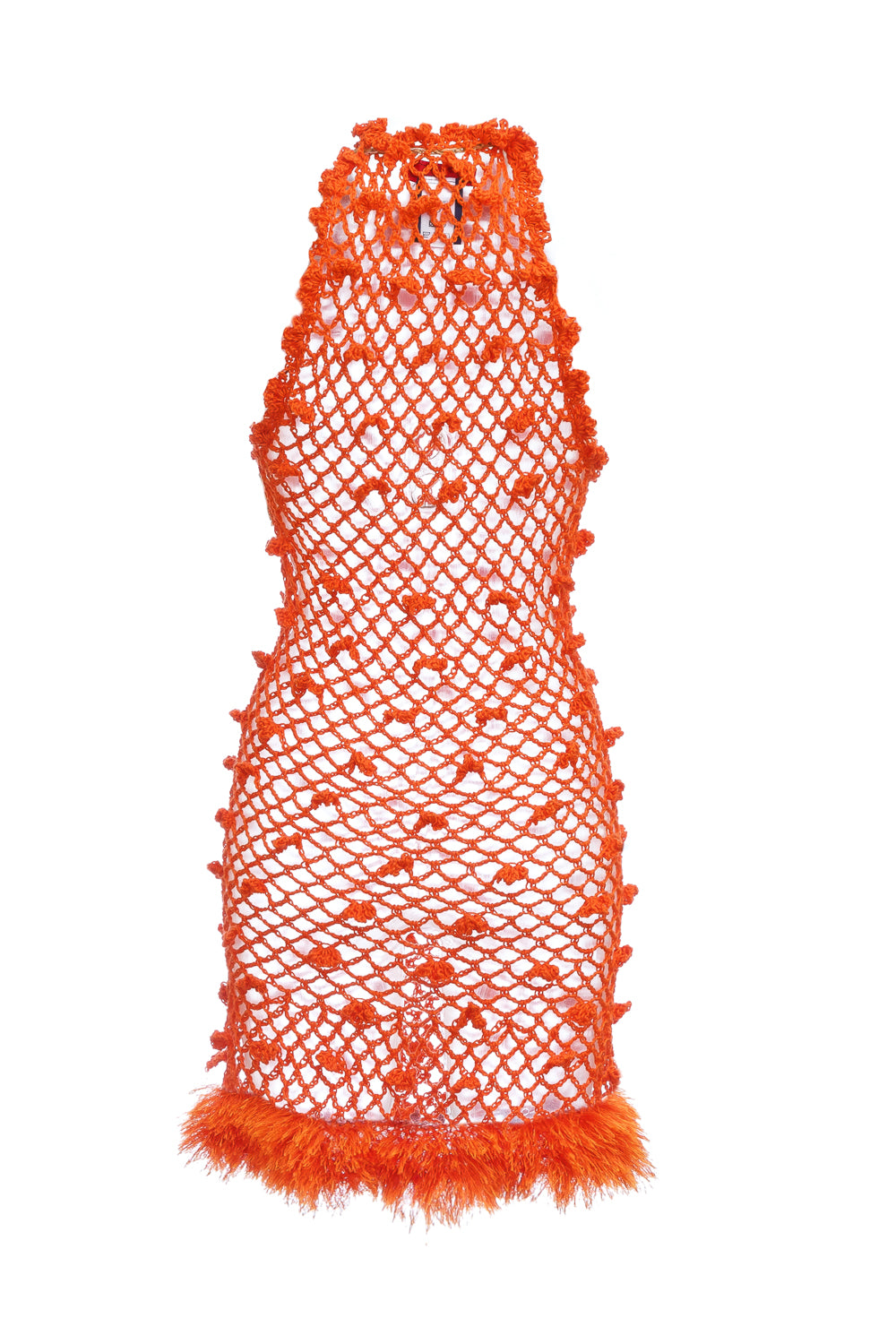 andreeva orange crochet dress