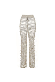 andreeva white handmade crochet pants