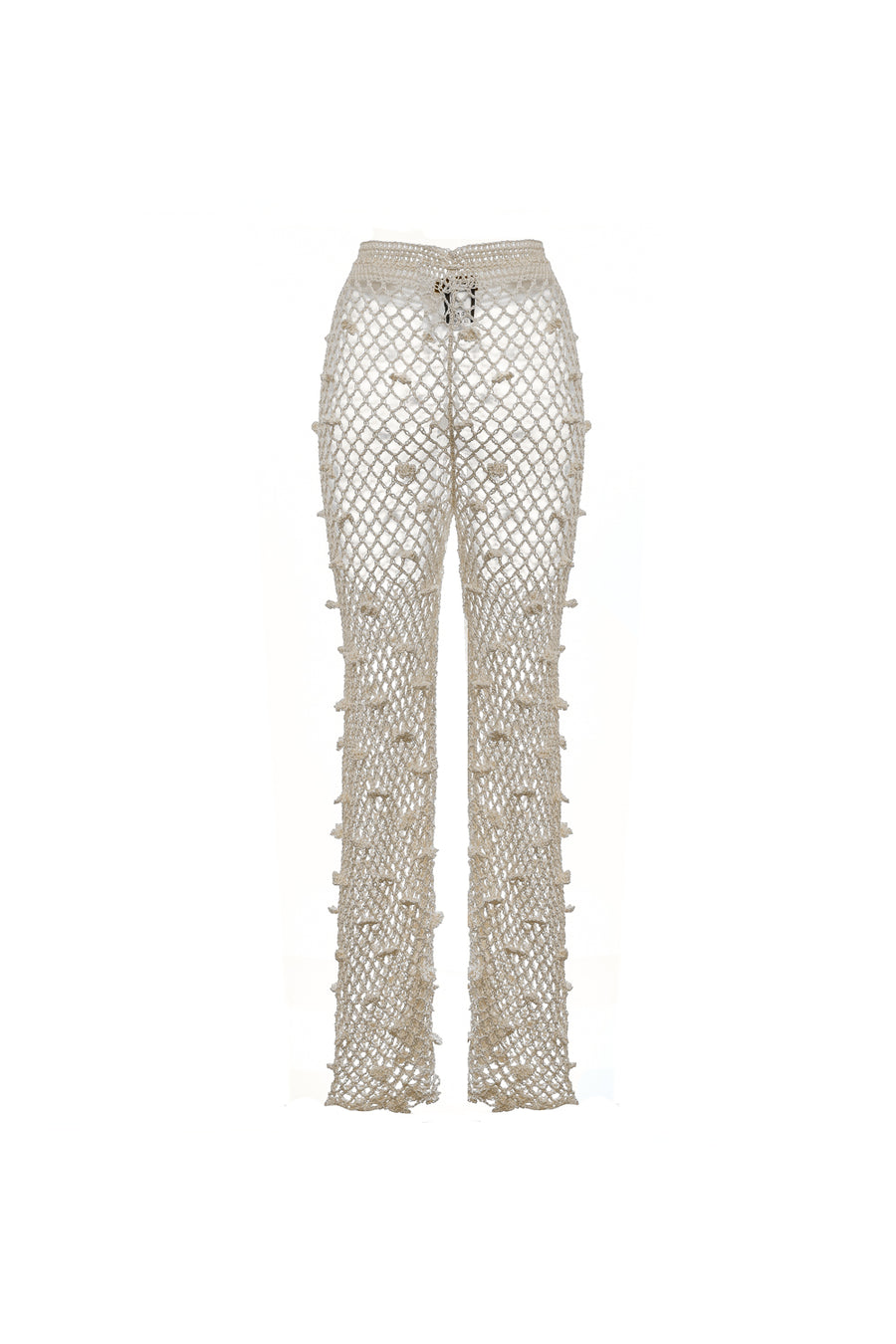 andreeva white handmade crochet pants
