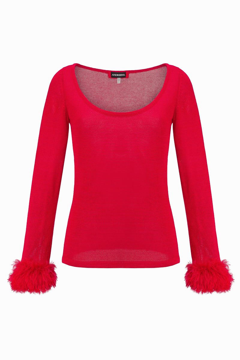 andreeva red knit top