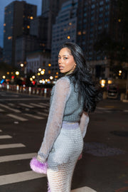 andreeva grey cashmere knit cardigan