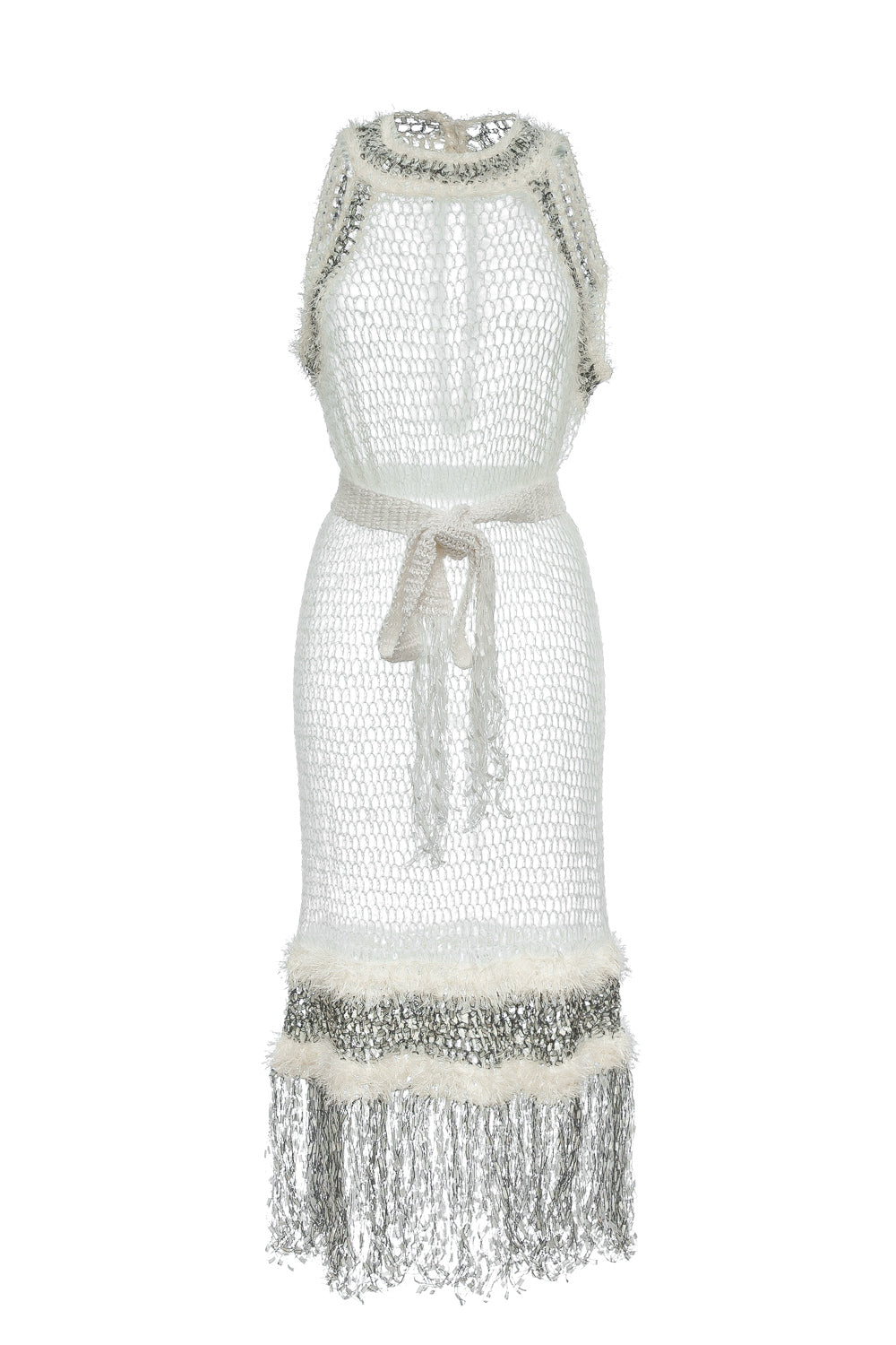 andreeva white handmade knit dress