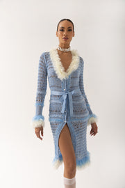andreeva women's blue knit cardigan-dress