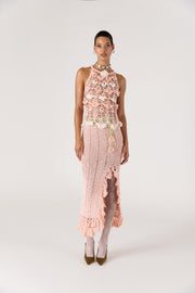 andreeva women's pink crochet top