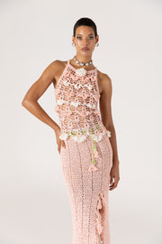 andreeva women's pink crochet top