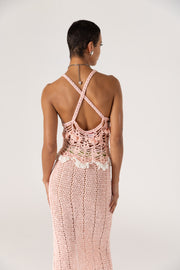 andreeva women's pink crochet top