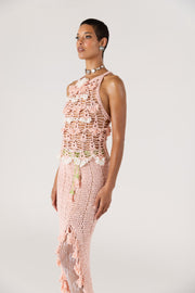 andreeva women's pink crochet top