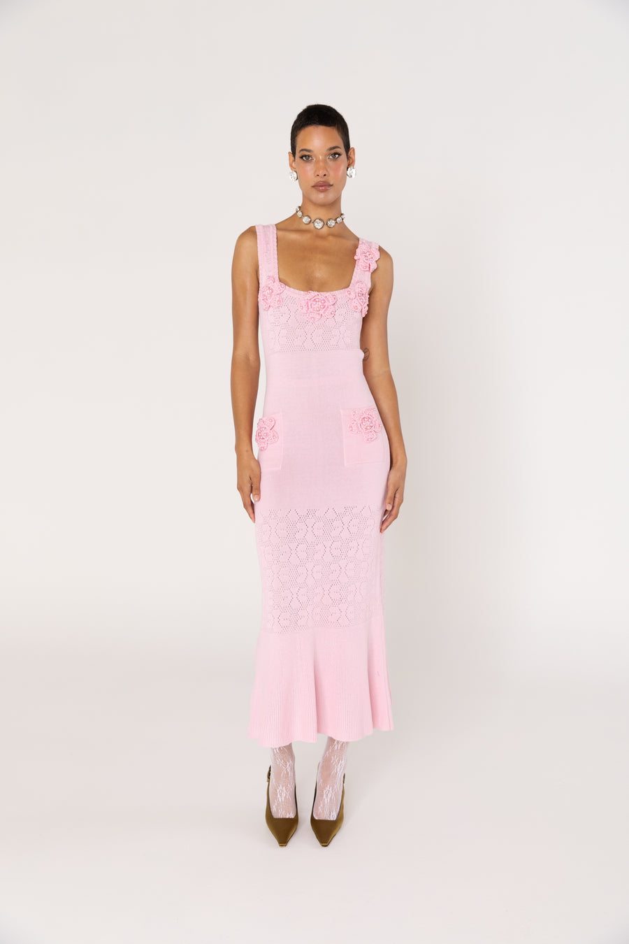 andreeva women's pink knit dress