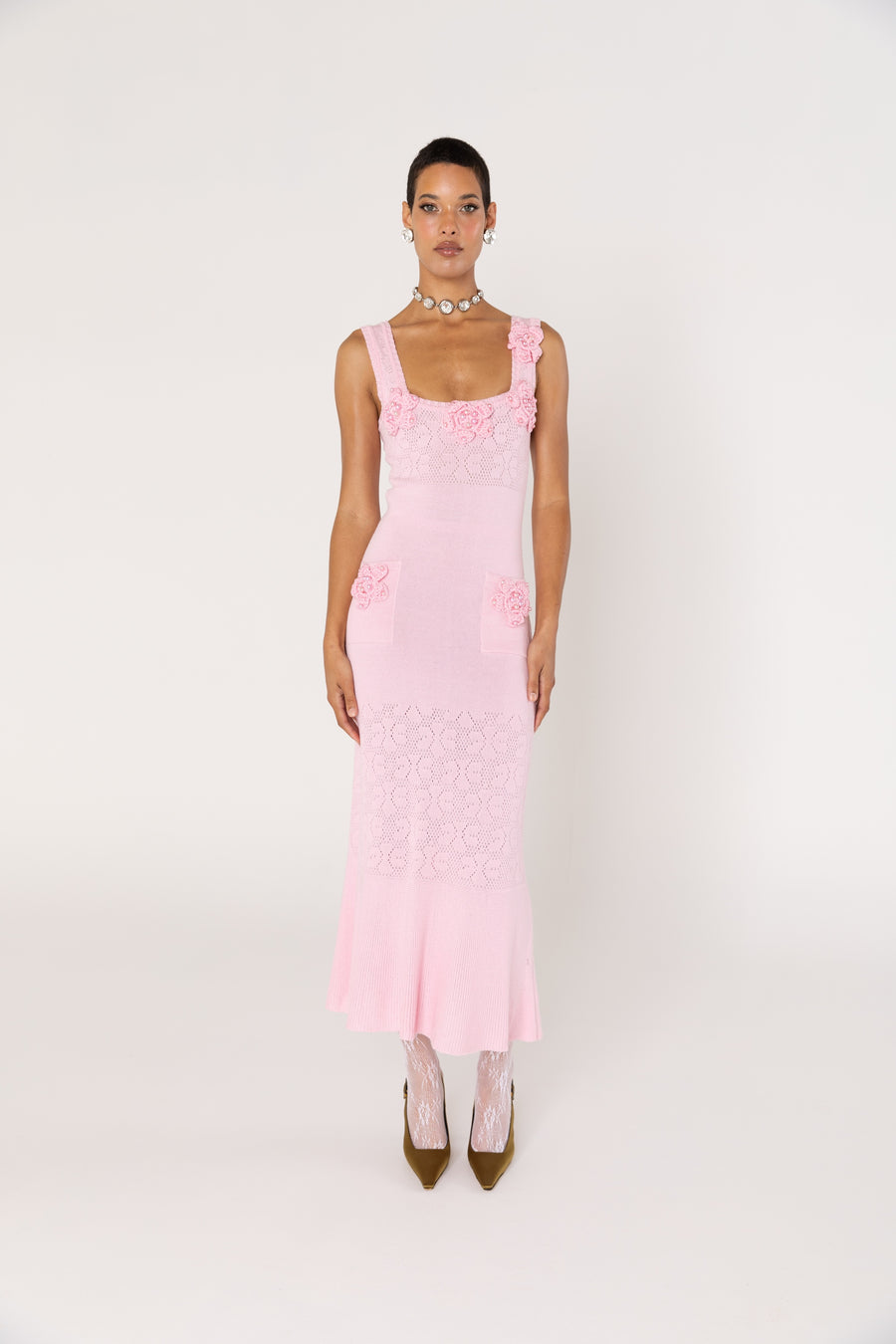 andreeva women's pink knit dress