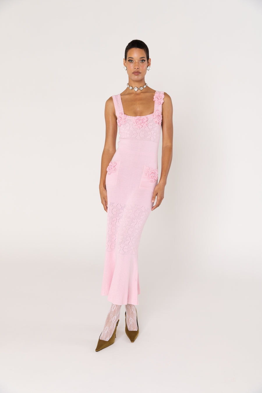 andreeva women's pink knit dress