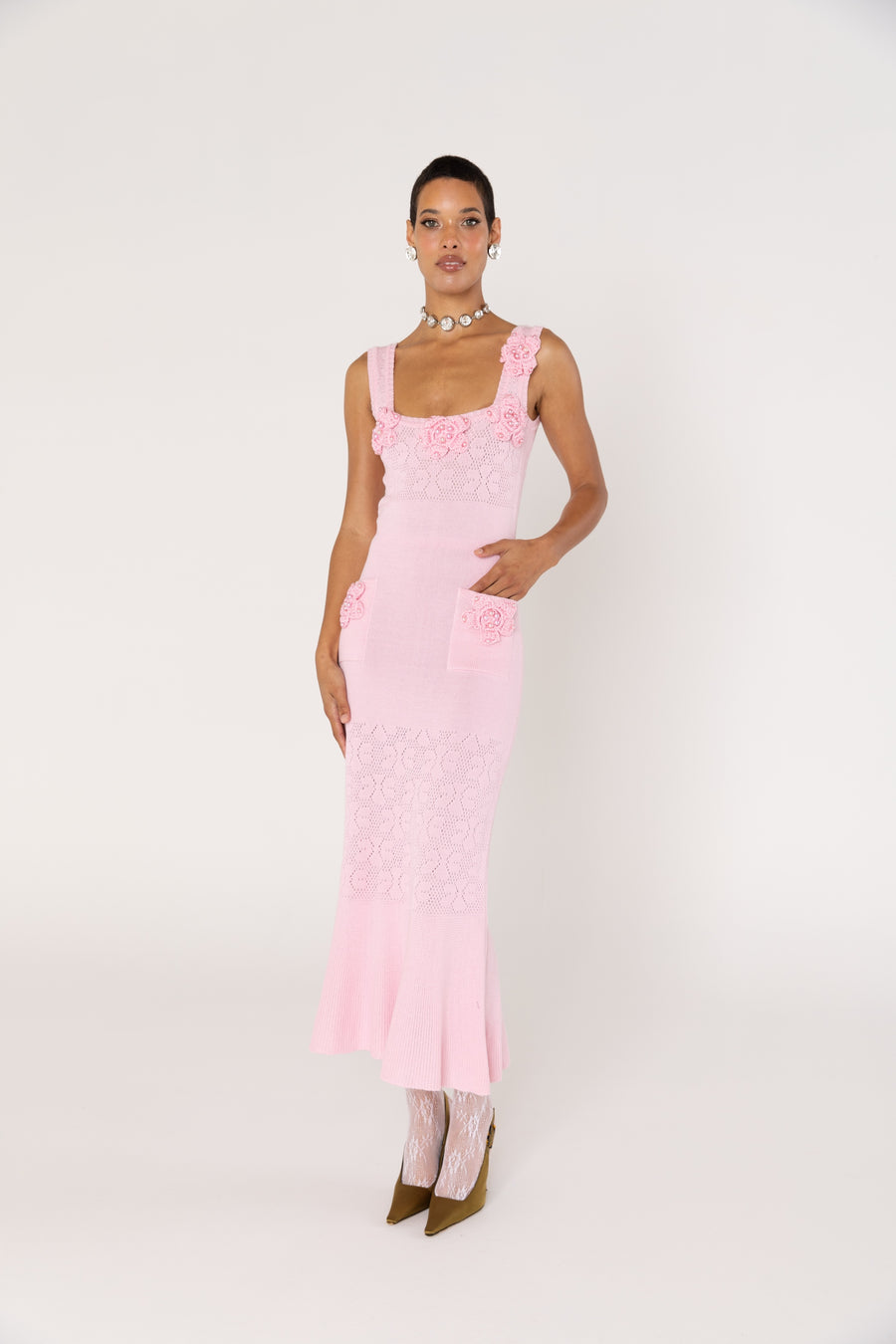 andreeva women's pink knit dress