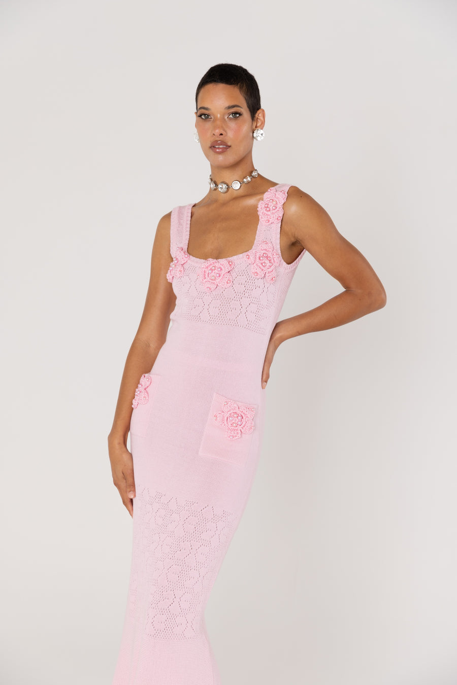 andreeva women's pink knit dress
