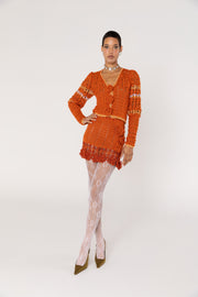 andreeva womens orange crochet cardigan