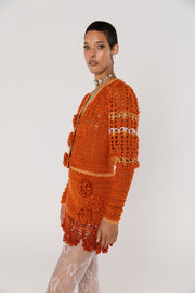 andreeva womens orange crochet cardigan