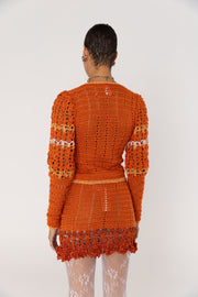 andreeva womens orange crochet cardigan