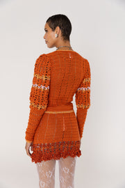 andreeva womens orange crochet cardigan