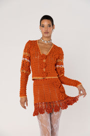 andreeva womens orange crochet cardigan