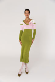 andreeva multicolor knit midi dress