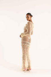 andreeva yellow handmade crochet maxi dress