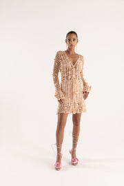 andreeva women's knit peach crochet dress