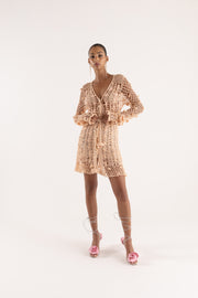 andreeva women's knit peach crochet dress