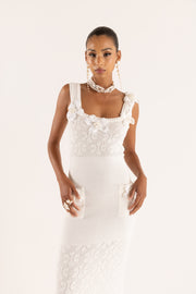 andreeva white knit dress with embroidery