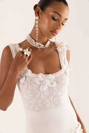 andreeva white knit dress with embroidery
