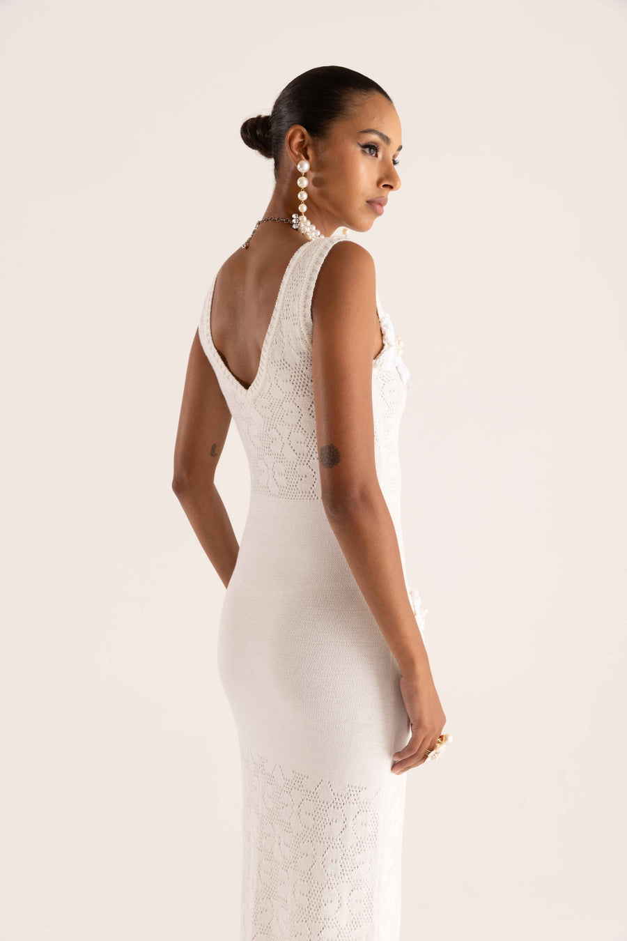 andreeva white knit dress with embroidery