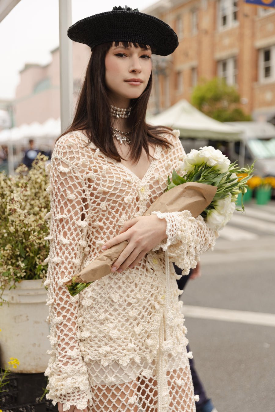 andreeva  white crochet shirt