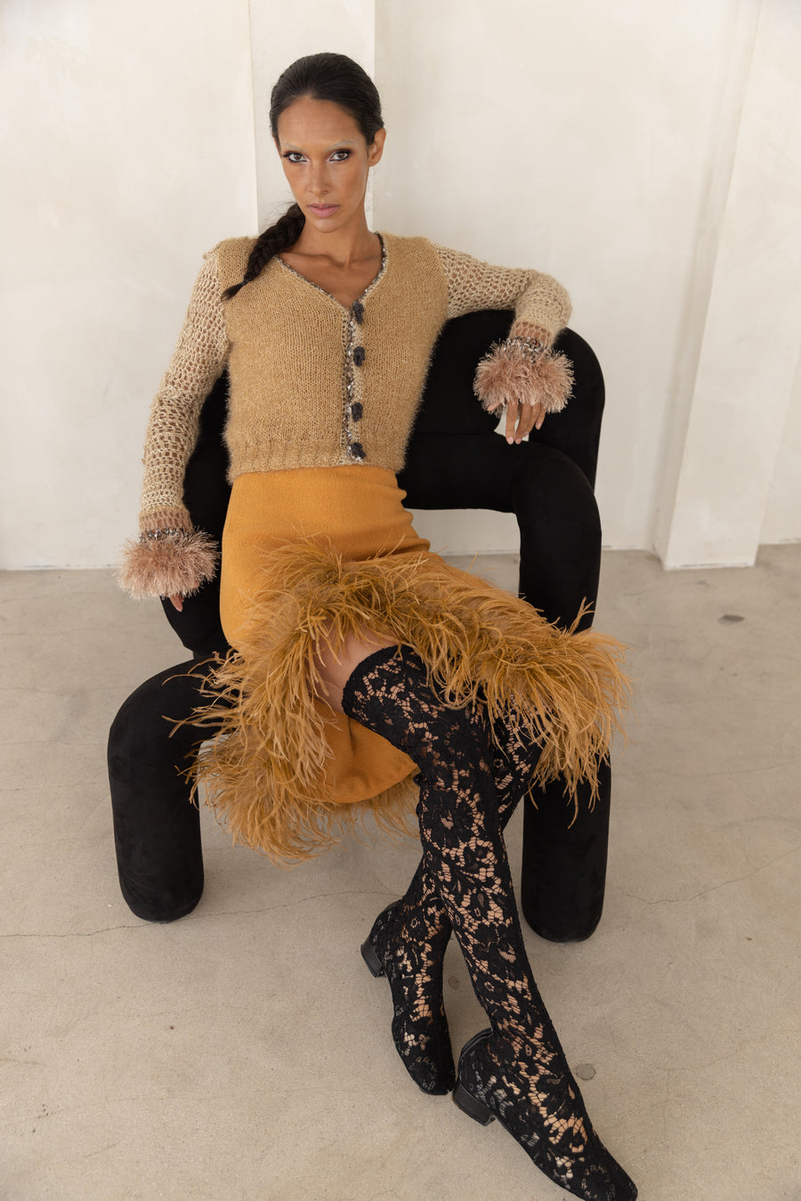 andreeva brown handmade knit cardigan